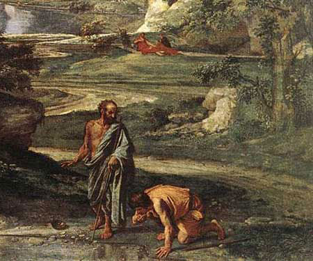 Nicolas Poussin, Diogene getta la scodella, 1648, Parigi, Museo del Louvre